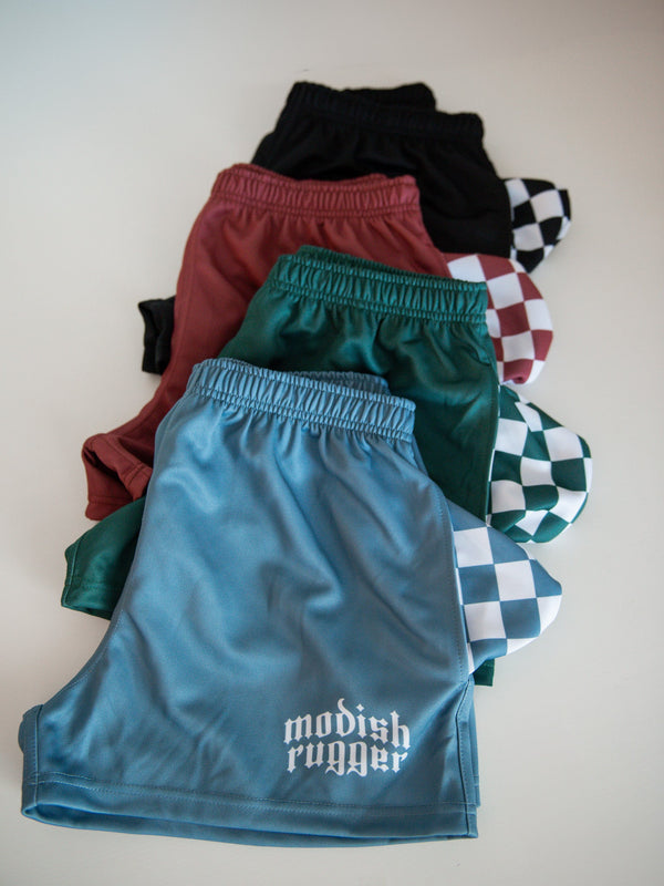 Burgundy Check Rugby Shorts - Modish Rugger