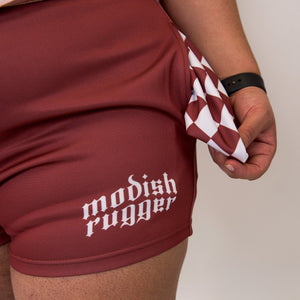 Burgundy Check Rugby Shorts - Modish Rugger