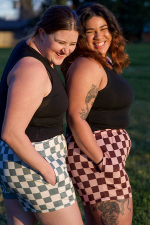 "In Rugby We Trust" Teal Checkered Rugby Shorts - Modish Rugger