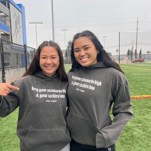 “Keep Your Standards High & Tackles Low” Rugby Hoodie | Unisex Hooded Sweatshirt - Modish Rugger