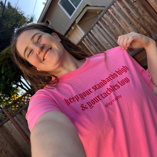 “Keep Your Standards High & Tackles Low” Rugby Tee | Women’s & Unisex Comfort Colors Shirt - Modish Rugger