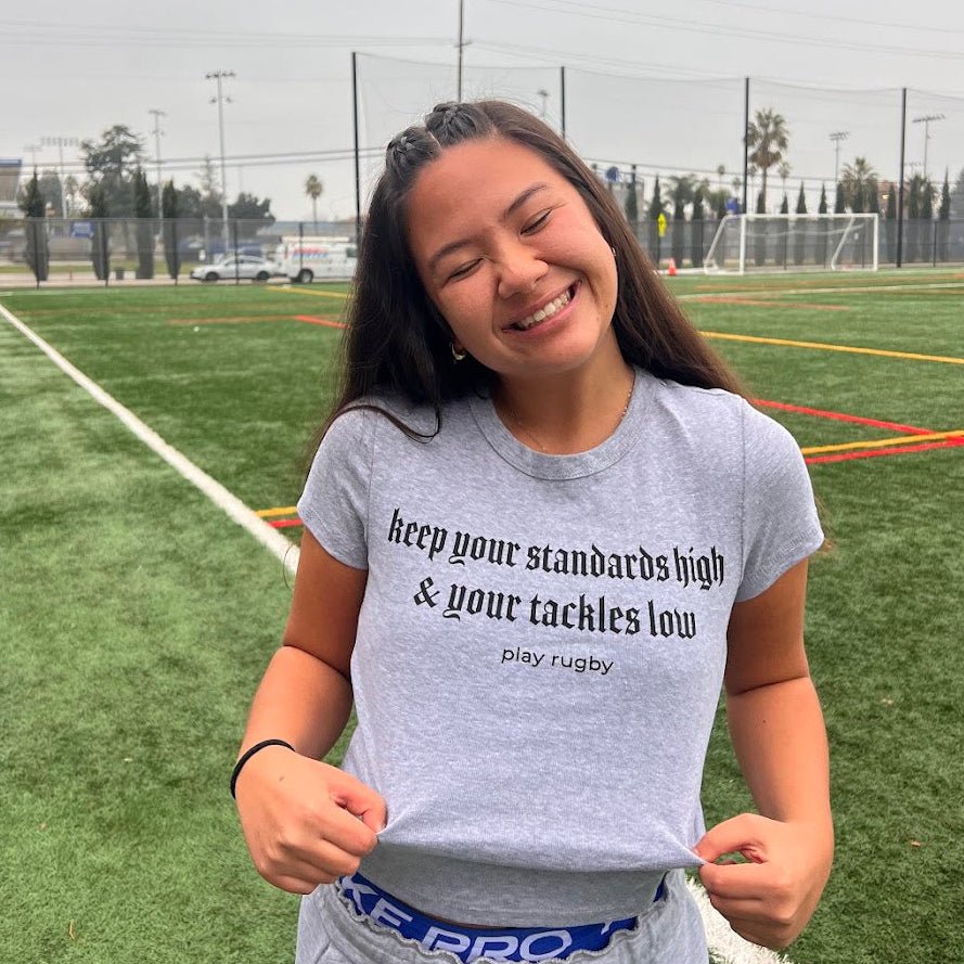 "Keep Your Standards High" – Women’s Baby Tee (Heather Grey) - Modish Rugger