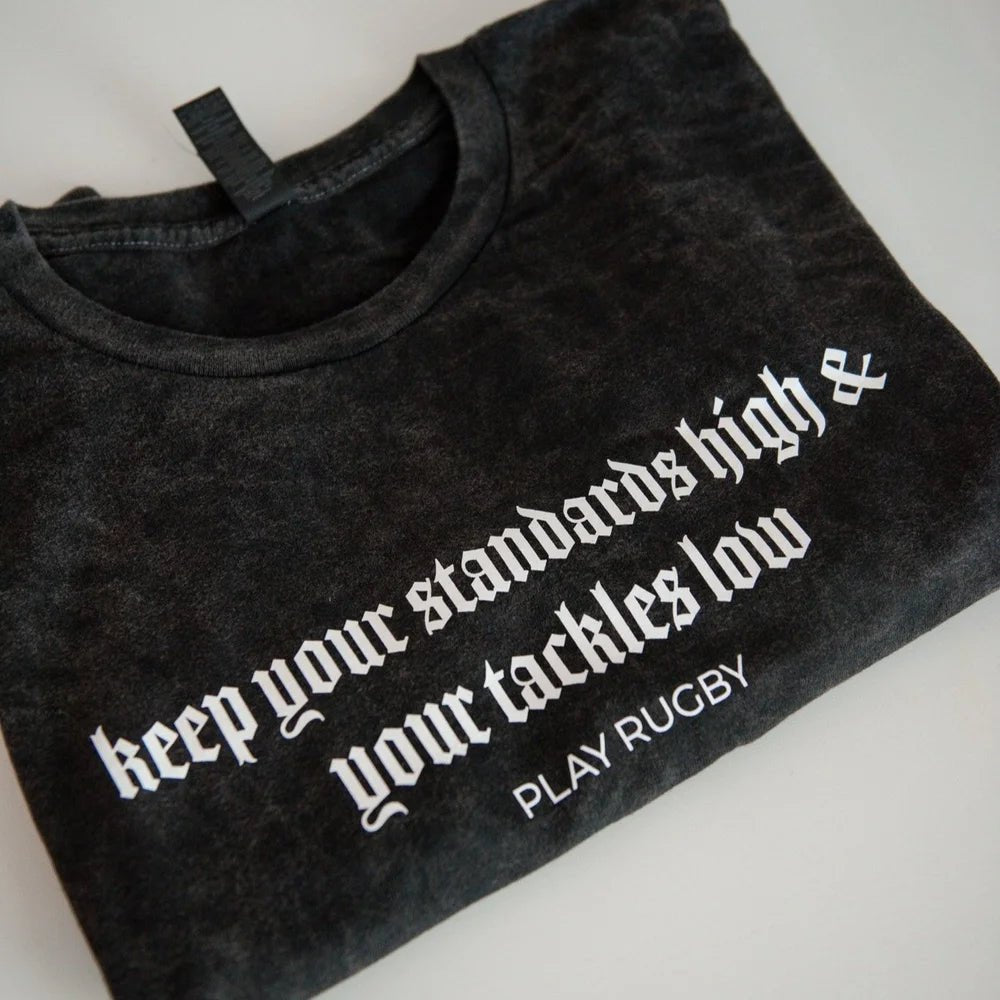 Youth Tackles Low Tee (Black) - Modish Rugger