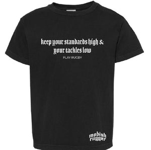 Youth Tackles Low Tee (Black) - Modish Rugger